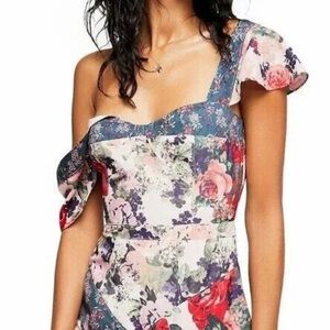 SOLD* Free People Pink and Blue Asymmetrical One Shoulder Sundress